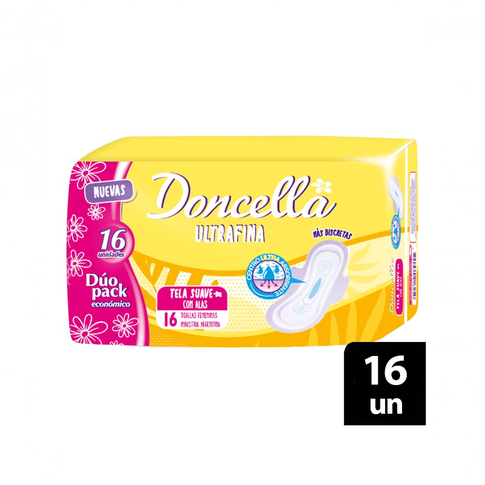 Doncella Toalla Femenina Ultra Fina Duo x 16 und.