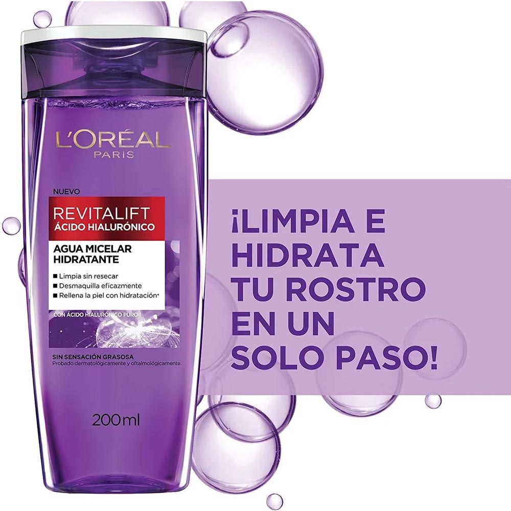 L’oreal RVT Hialurónico Agua Micelar x 200 ml.