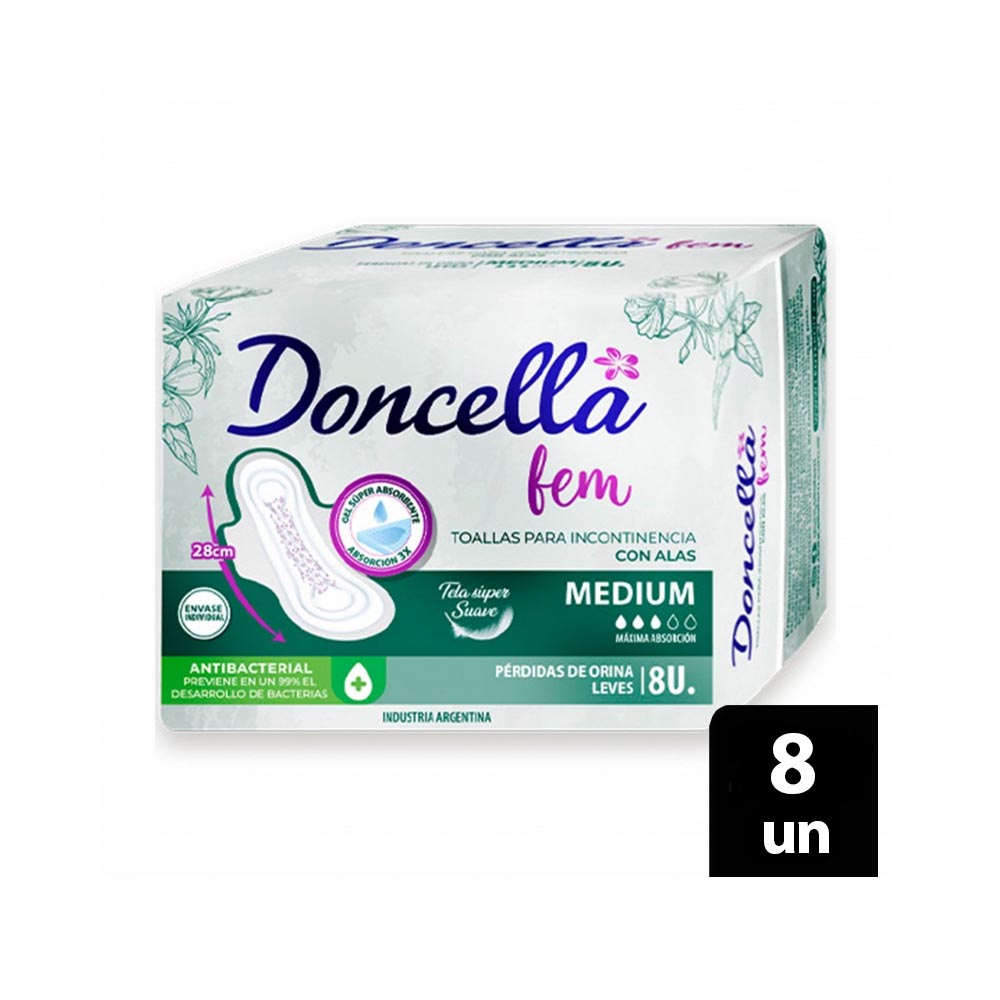 Doncella Toalla Femenina Incontinecia Media x 8 und.