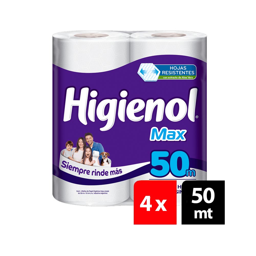 Higienol Papel Higienico S.H Max Plus 4 x 50 mtrs.