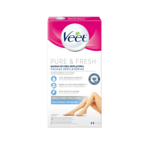 Veet Bandas Depilatorias De Cera Pure & Fresh Pierna Y Cuerpo x 12 und
