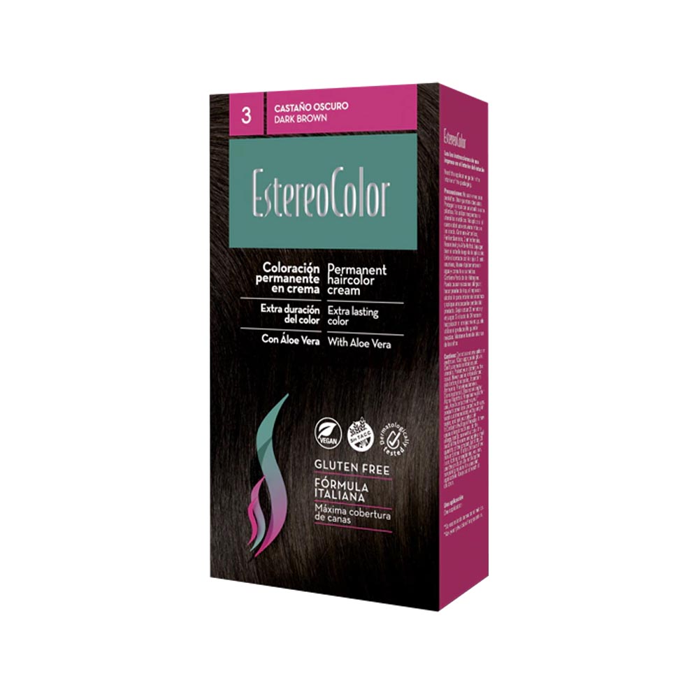 EstereoColor Kit Coloración Permanente 3 Castaño Oscuro